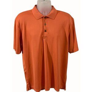 Izod Golf Collection Xtreme Function Checked Pattern Polo Shirt Coral Mens Large